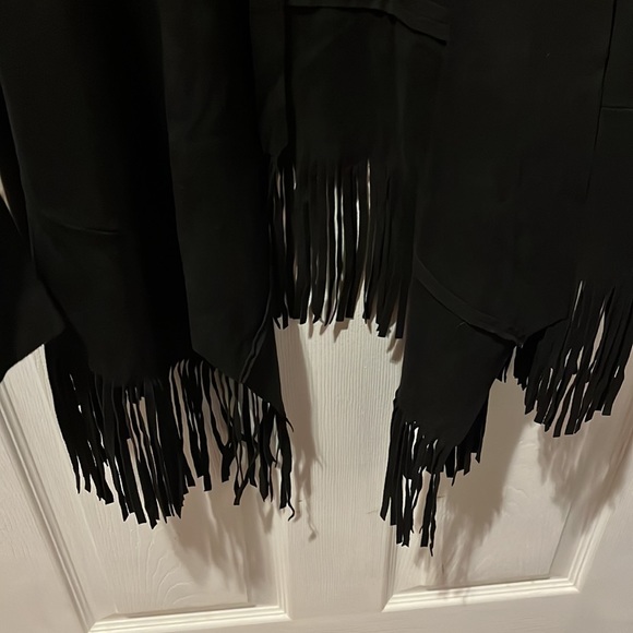 ONLY Black Tasseled Faux-Suede Swing Jacket. - Picture 4 of 4